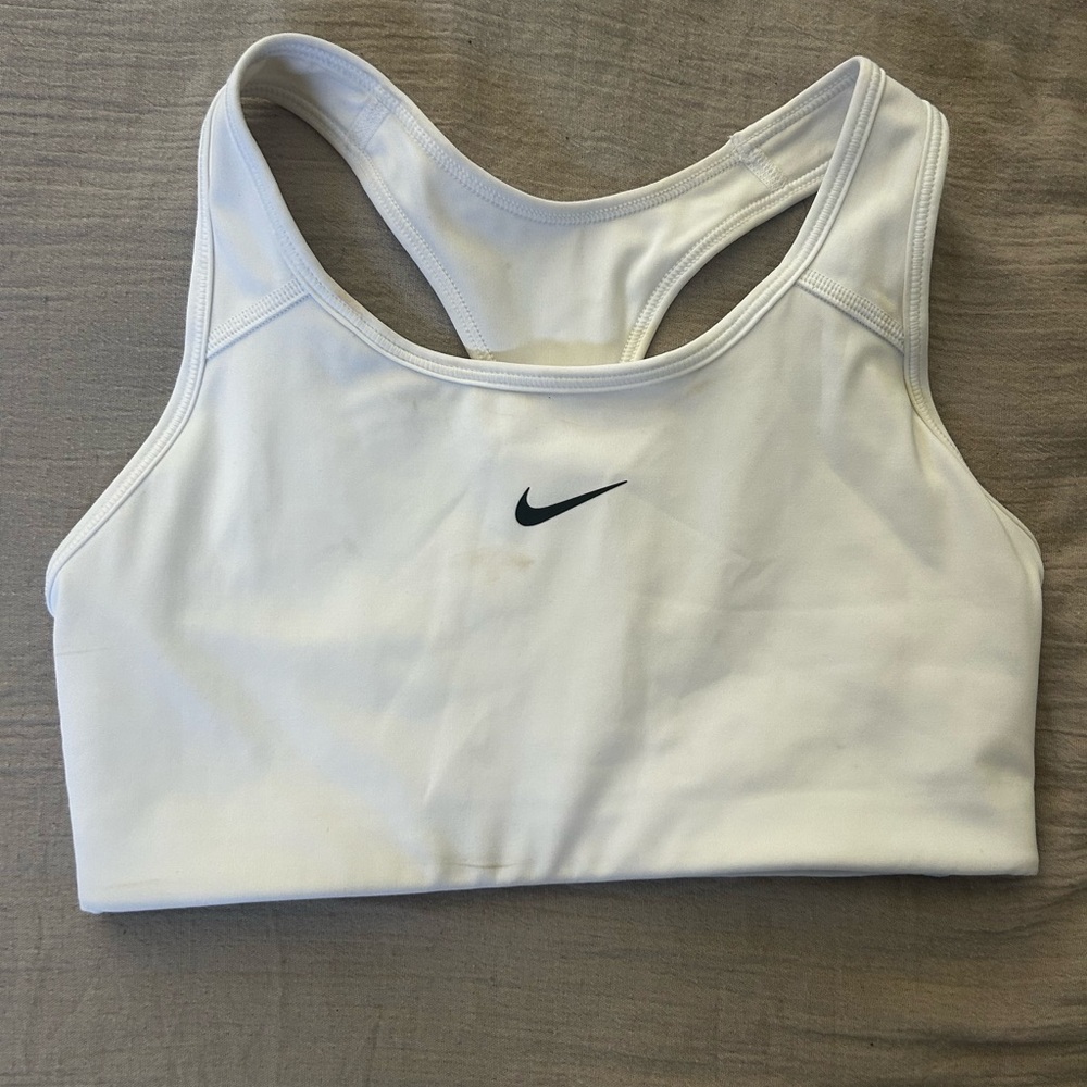 Nike White Sports Bra Racerback Medium Impact